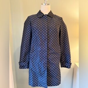 Talbots Women's Rain Trench Coat Navy White Polka Dot - 6:Petite